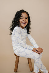 Pijama de bambú acanalado de 2 piezas Blue Belle