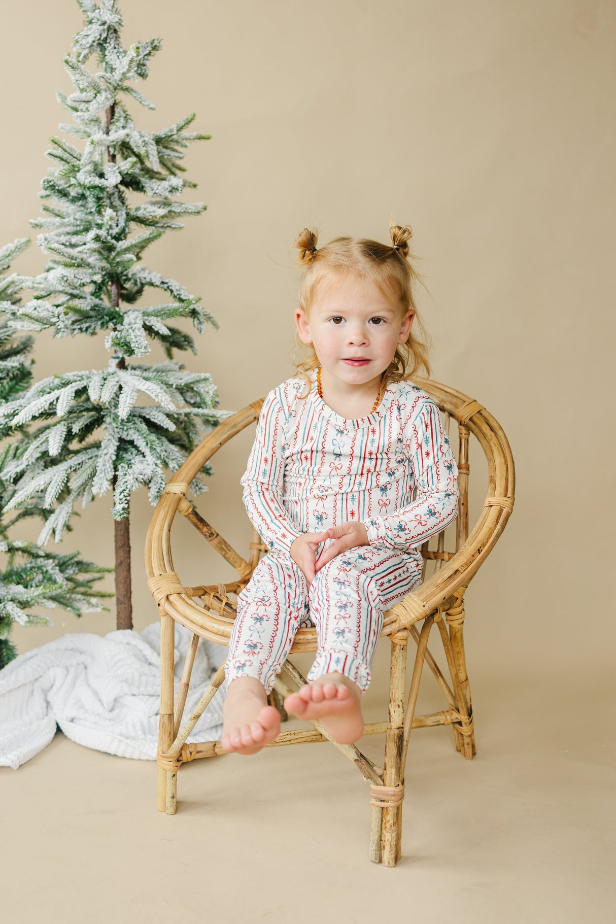Pijama navideño de bambú de bastones de caramelo - Conjunto de 2 piezas