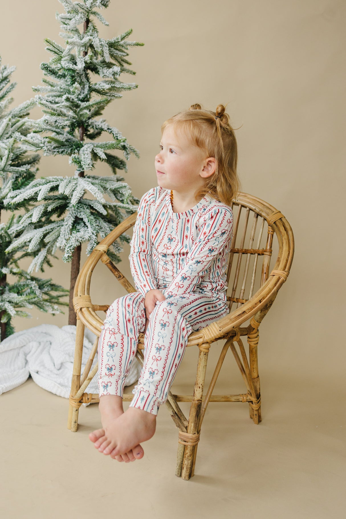Pijama navideño de bambú de bastones de caramelo - Conjunto de 2 piezas