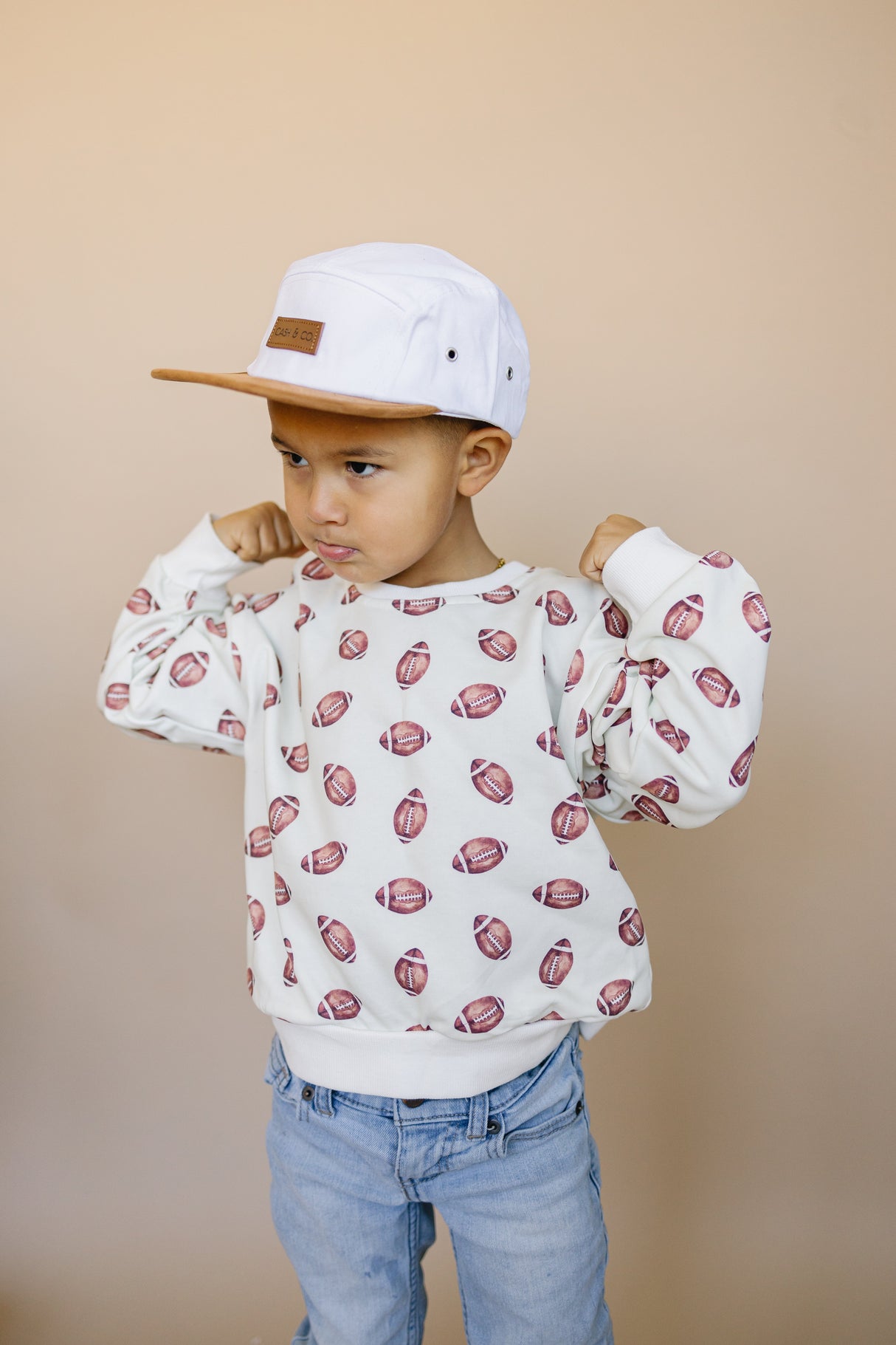Sudadera con cuello redondo y estampado de fútbol americano