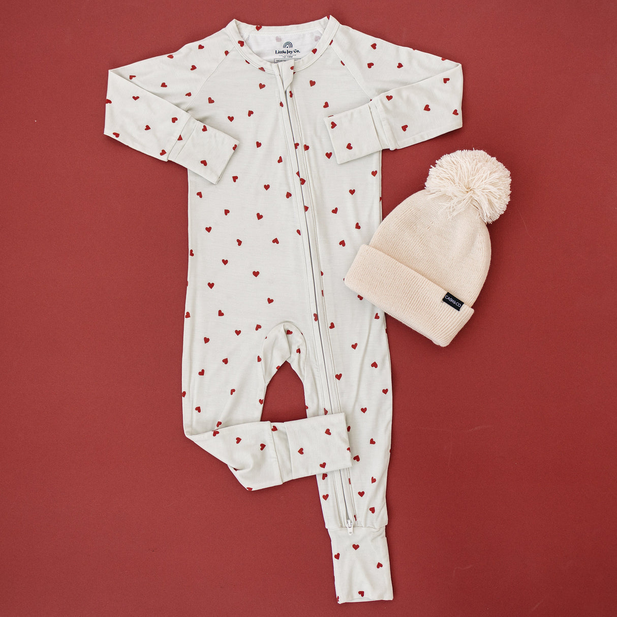 Pijama con cierre de bambú Tiny Hearts