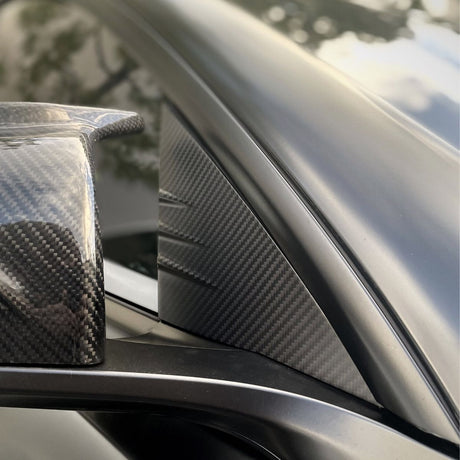 Dry Carbon Fiber A-Pillar Trim for Model 3/Y | 3 Finishes | 3D Laser Fit | LHD/RHD