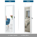 Door Mounted Lockable Mirrored Jewelry Cabinet with LED Lights