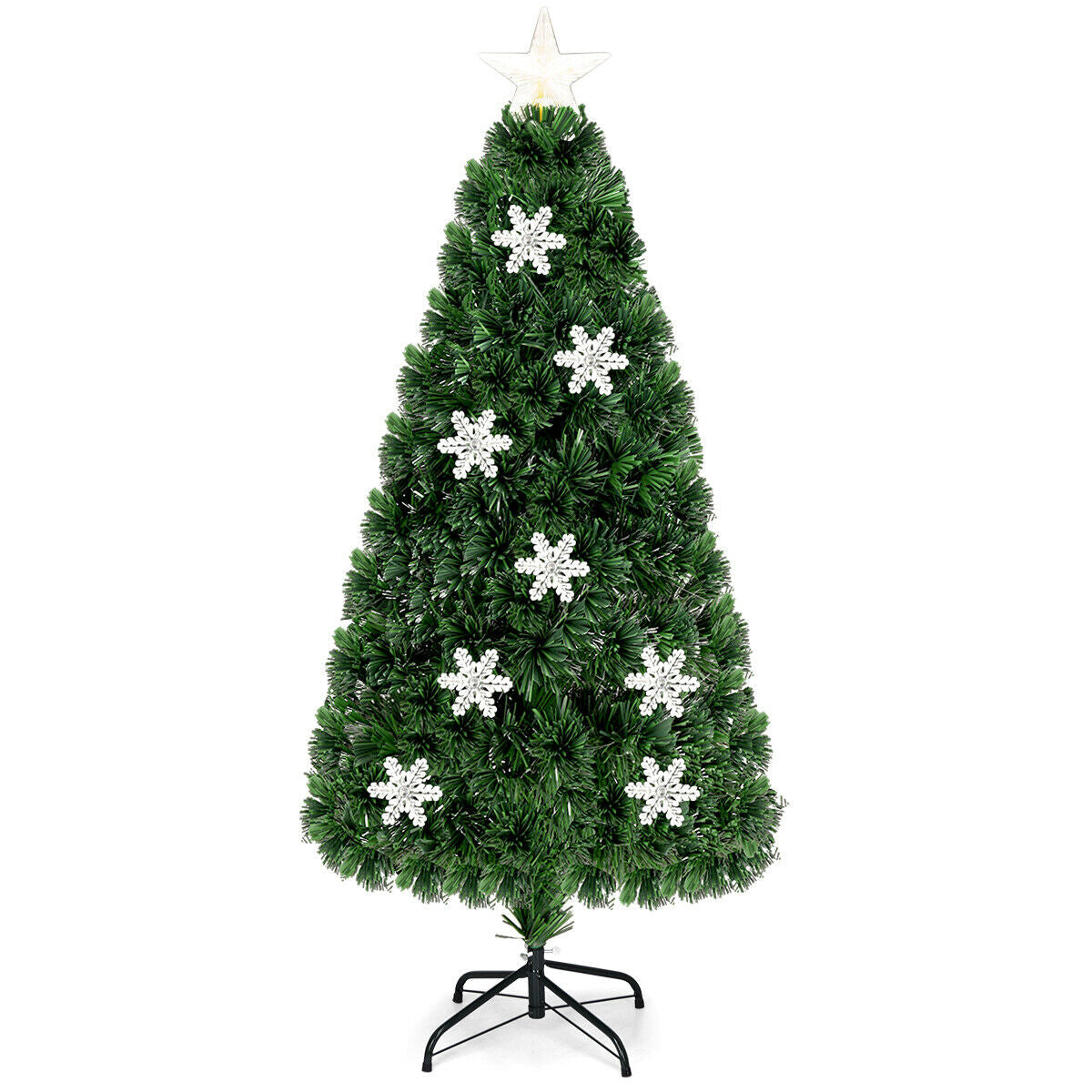 Árbol de Navidad Artificial Óptico LED con Copos de Nieve