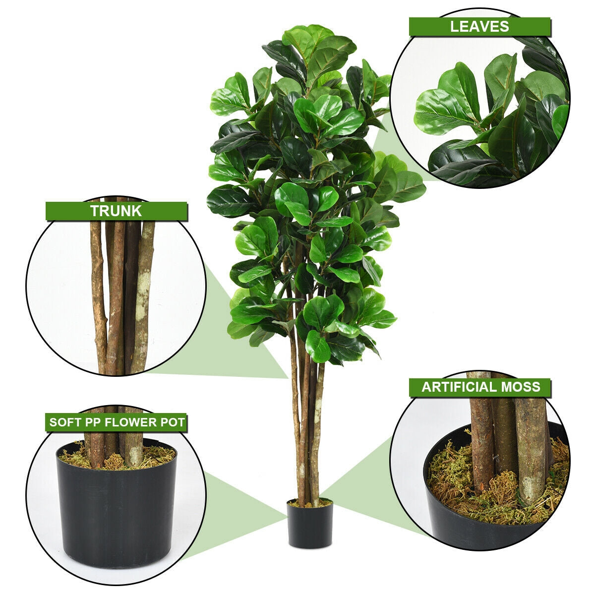 Jardinera decorativa artificial de 6 pies para interiores y exteriores