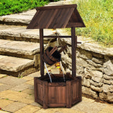 Fuente de agua de madera rústica decorativa para jardín con bomba