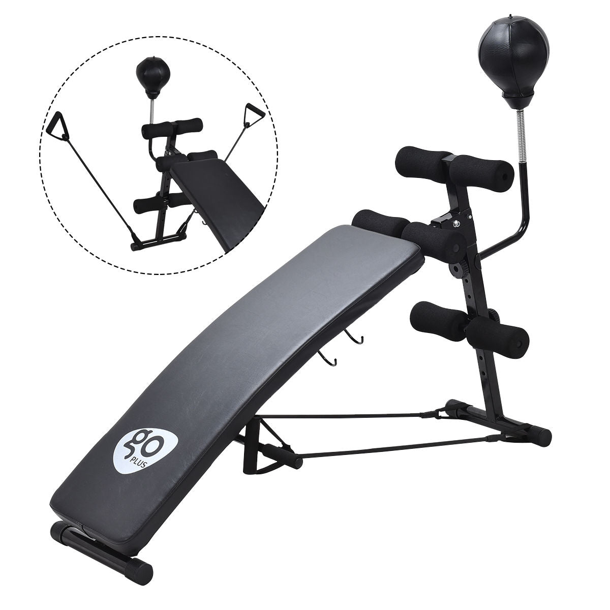 Banco de abdominales curvo ajustable para fitness