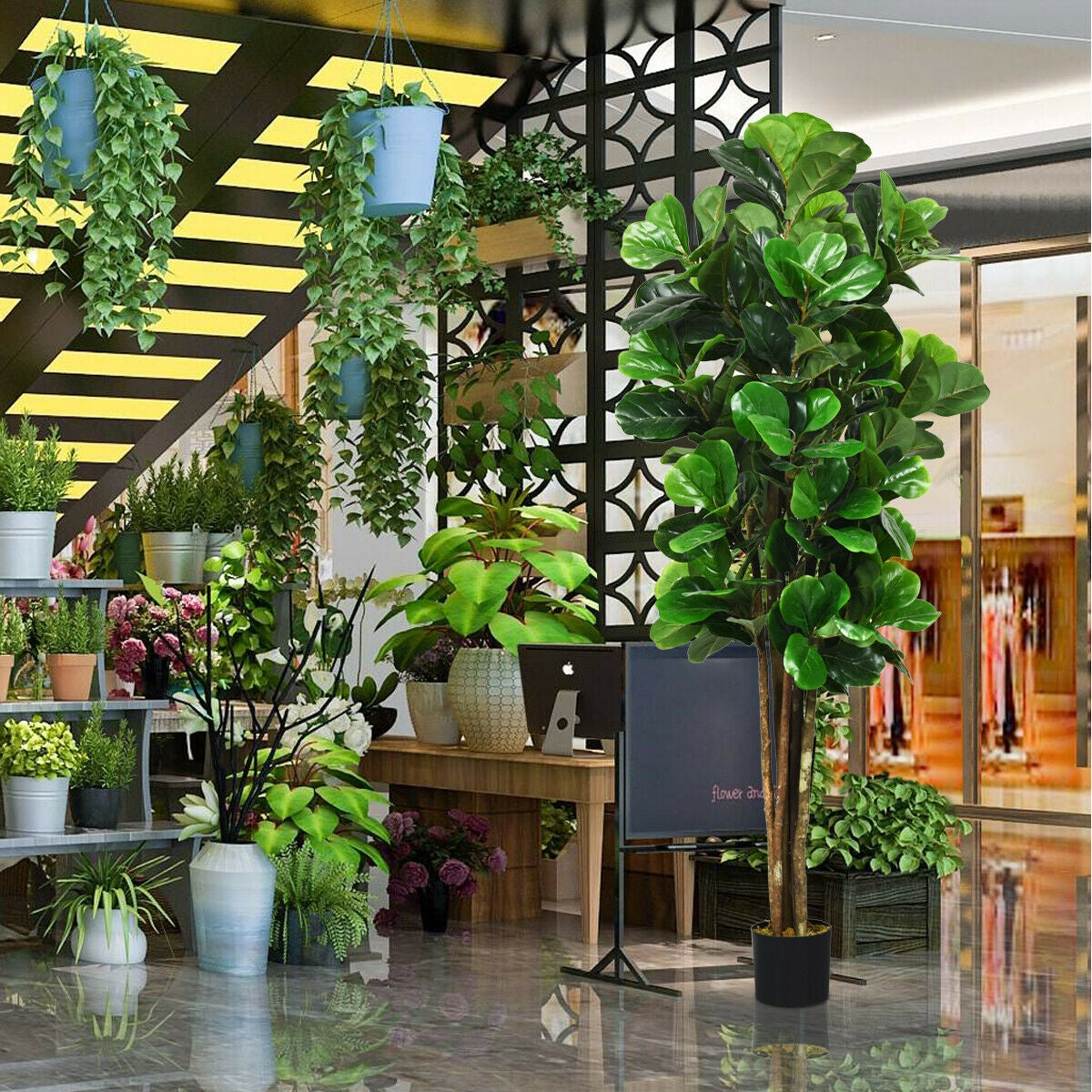 Jardinera decorativa artificial de 6 pies para interiores y exteriores