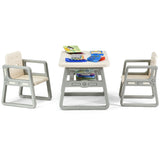 Juego de mesa y 2 sillas para niños con estante de almacenamiento-Blanco