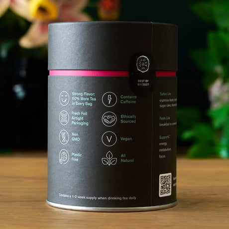 Negro Jet - Té Negro con Sabor a Café Tostado - 15 Bolsitas de Té