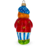 Circus Clown Holding Flowers Glass Christmas Ornament
