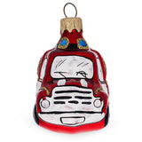 Red Firefighting Truck Mini Glass Christmas Ornament
