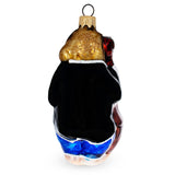 Musician Monkey Playing Cello Glass Christmas Ornament