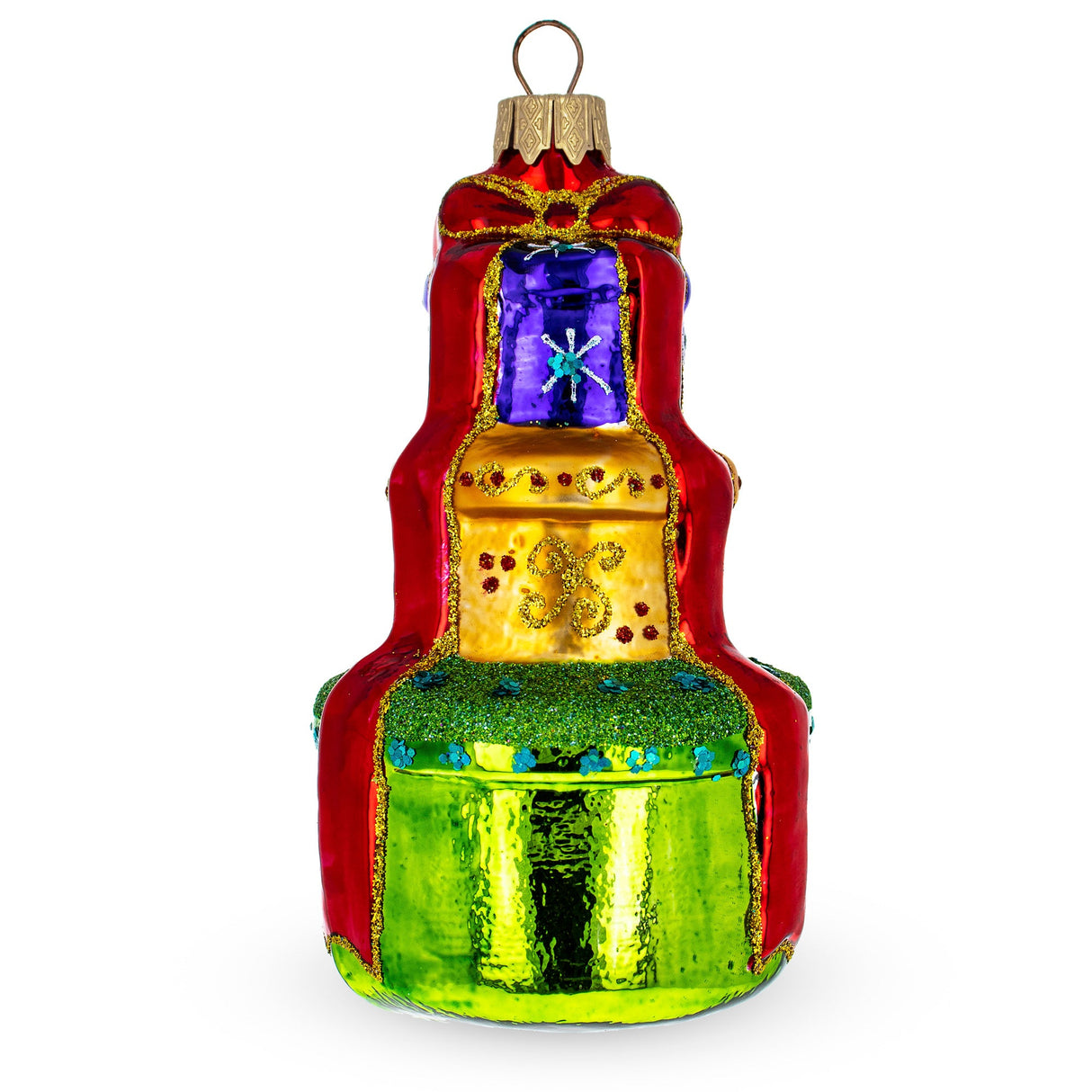 Tiered Holiday Gift Packages Glass Christmas Ornament Glass Christmas Ornament