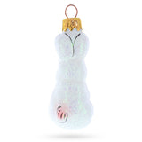 Tall Ear White Bunny Glass Christmas Ornament