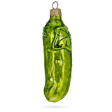 Cucumber with Vine and Star Blossom Glass Christmas Ornament