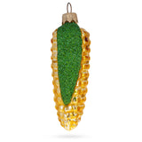 Corn Cob with Glossy Finish and Glitter Husk Glass Christmas Ornament