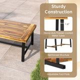 Acacia Wood Coffee Table with Thickened Top and Heavy-duty Metal Legs
