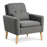 Sillón auxiliar con cojín lumbar, patas de madera de caucho natural y cojines acolchados