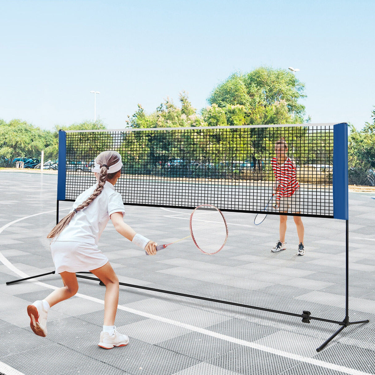 Soporte de red de bádminton ajustable de 10/14 pies con bolsa de transporte portátil