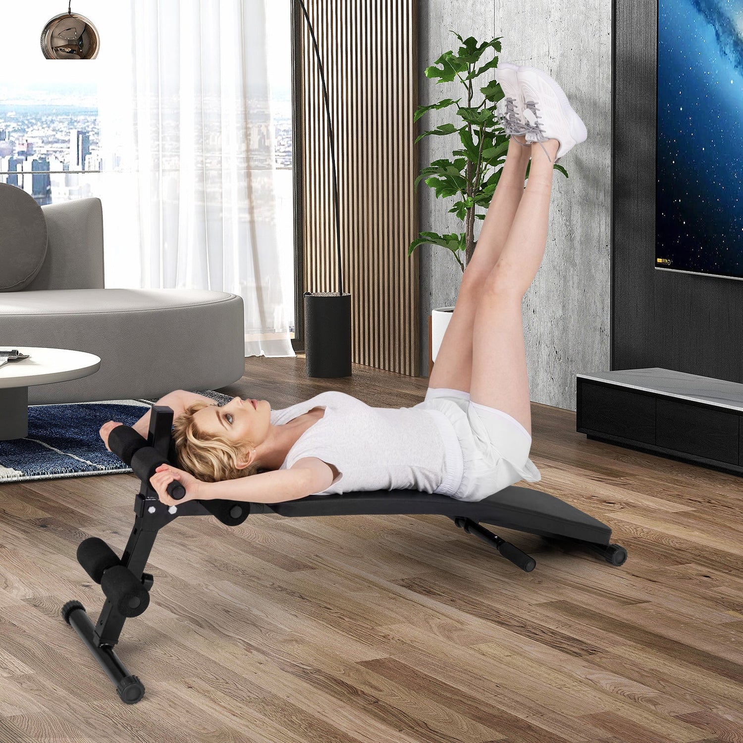 Banco de abdominales reclinable ajustable para gimnasio en casa