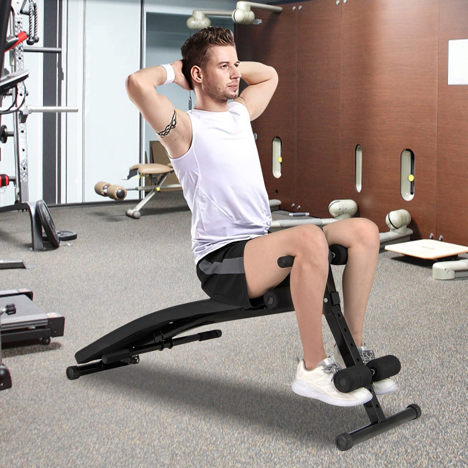 Banco de abdominales reclinable ajustable para gimnasio en casa