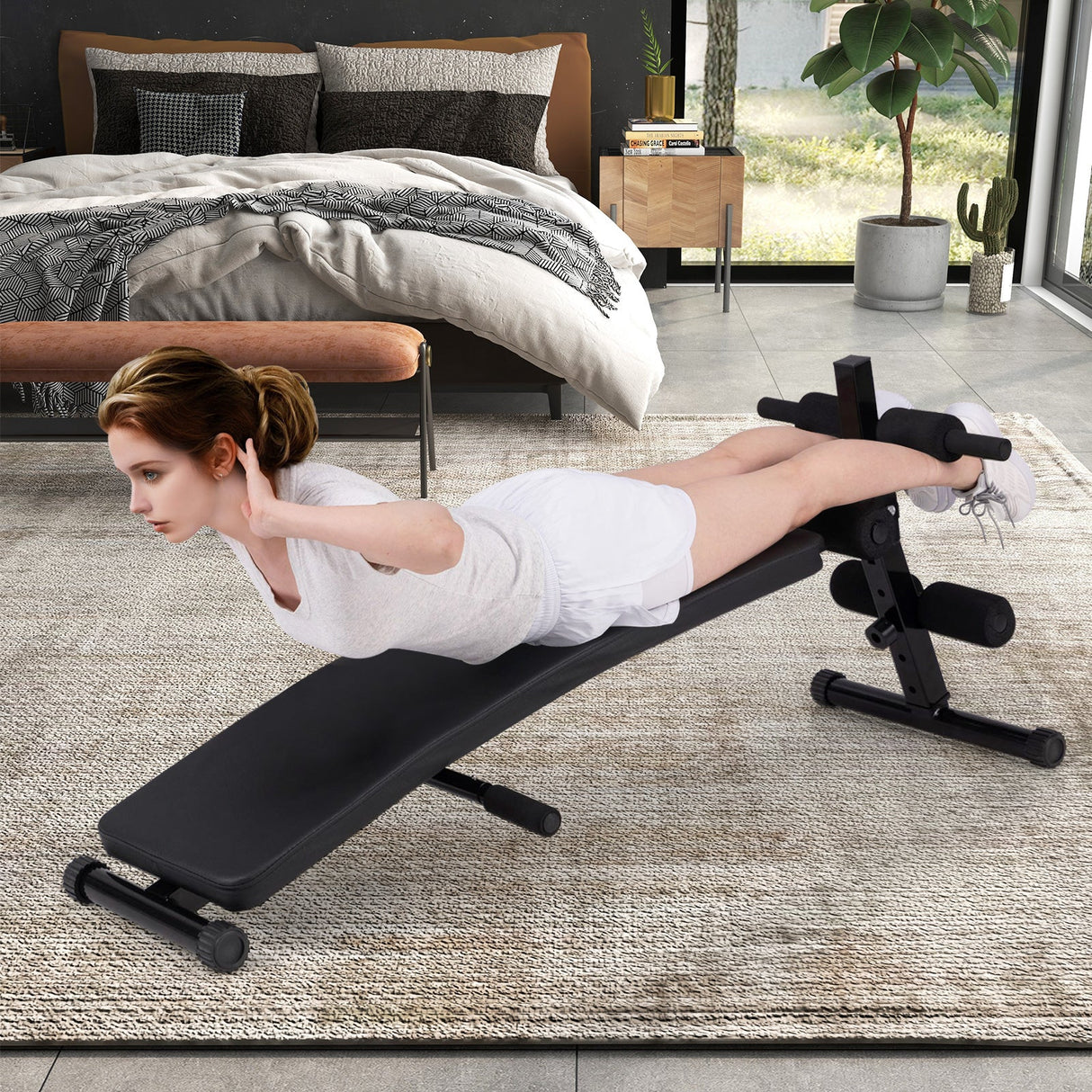 Banco de abdominales reclinable ajustable para gimnasio en casa