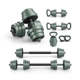 Juego de mancuernas de peso ajustable con conector - Negro y Gris