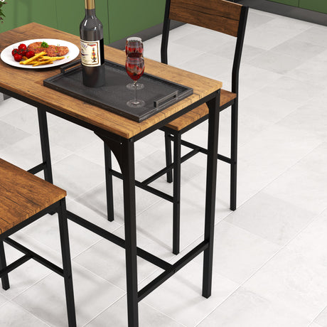 Juego de mesa de bar de 3 piezas con 2 taburetes - Negro