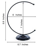 Crescent Moon Black Painted Metal Ornament Display Stand 8.8 Inches (Poland)