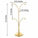 4-Arm Tree Branch Gold Metal Ornament Display Stand 12 Inches (Poland)