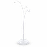 3-Arm Botanical Style White Painted Metal Ornament Display Stand 12 Inches (Poland)