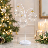 3-Arm Botanical Style White Painted Metal Ornament Display Stand 12 Inches (Poland)