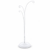 3-Arm Botanical Style White Painted Metal Ornament Display Stand 12 Inches (Poland)