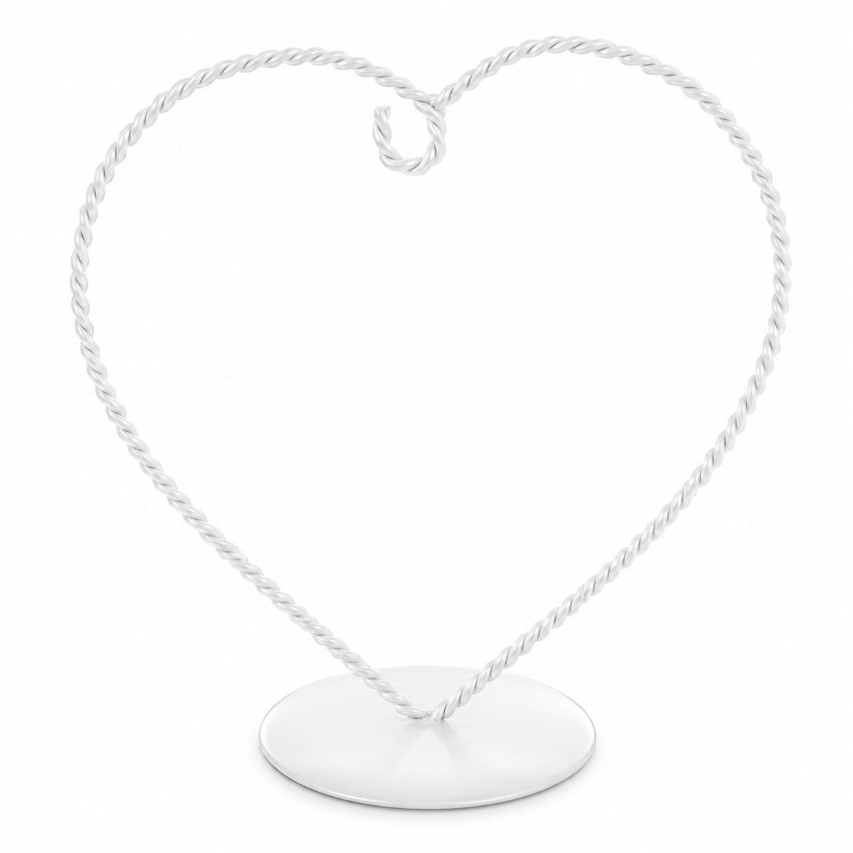 Heart-Shaped Twisted White Painted Metal Ornament Display Stand 6.2 Inches (Poland)