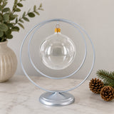 Contemporary Double Circle Silver Metal Ornament Display Stand 8.2 Inches (Poland)