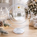 Contemporary Double Circle White Painted Metal Ornament Display Stand 8.2 Inches (Poland)