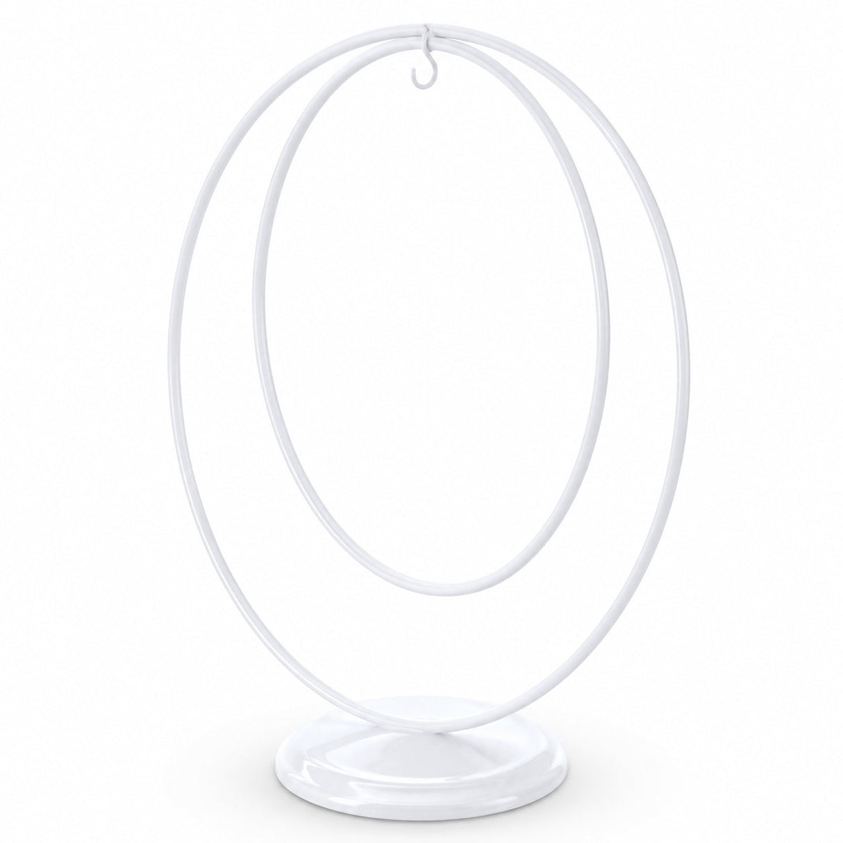 Contemporary Double Circle White Painted Metal Ornament Display Stand 8.2 Inches (Poland)