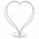 Double Wire Heart Twisted Silver Metal Ornament Display Stand 7.8 Inches (Poland)