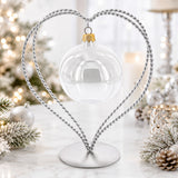 Double Wire Heart Twisted Silver Metal Ornament Display Stand 7.8 Inches (Poland)