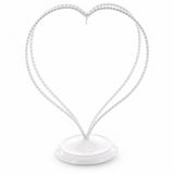 Double Wire Heart Twisted White Paint Metal Ornament Display Stand 7.8 Inches (Poland)