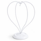 Double Wire Heart Twisted White Paint Metal Ornament Display Stand 7.8 Inches (Poland)