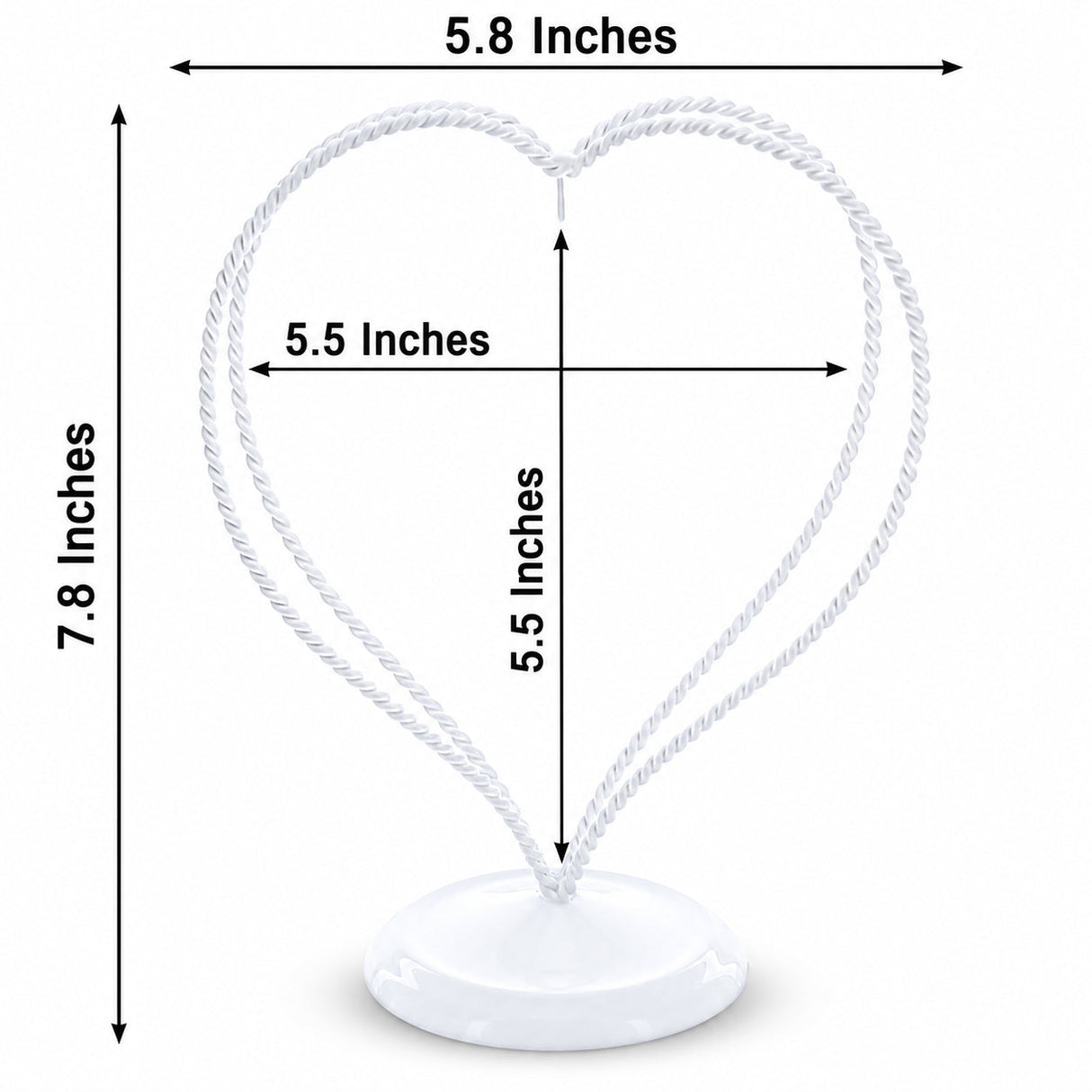 Double Wire Heart Twisted White Paint Metal Ornament Display Stand 7.8 Inches (Poland)