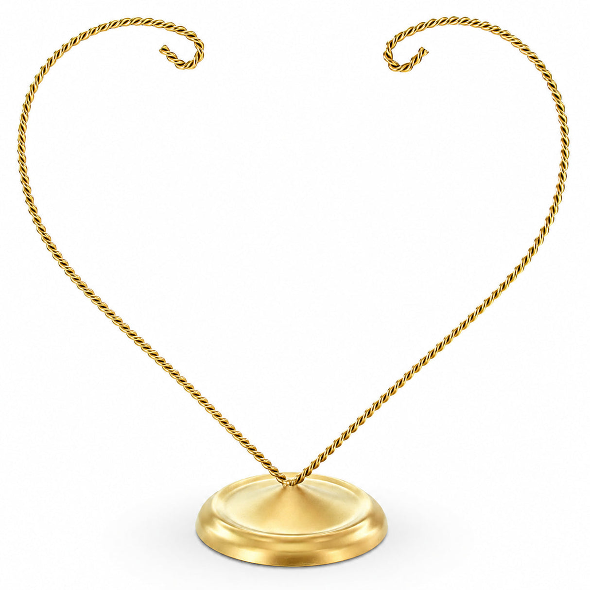 Open-Top Heart Twisted Gold Metal Ornament Display Stand 9 Inches (Poland)