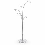5-Arm Scroll Tree Branches Silver Metal Ornament Display Stand 14.5 Inches (Poland)