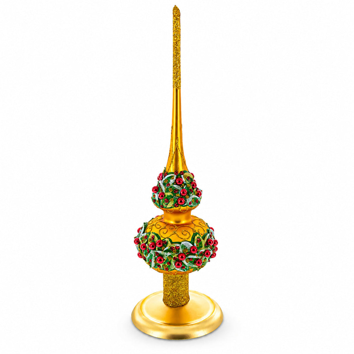Upright Gold Metal Christmas Tree Topper Finial Stand Display Stand 7.2 Inches (Poland)