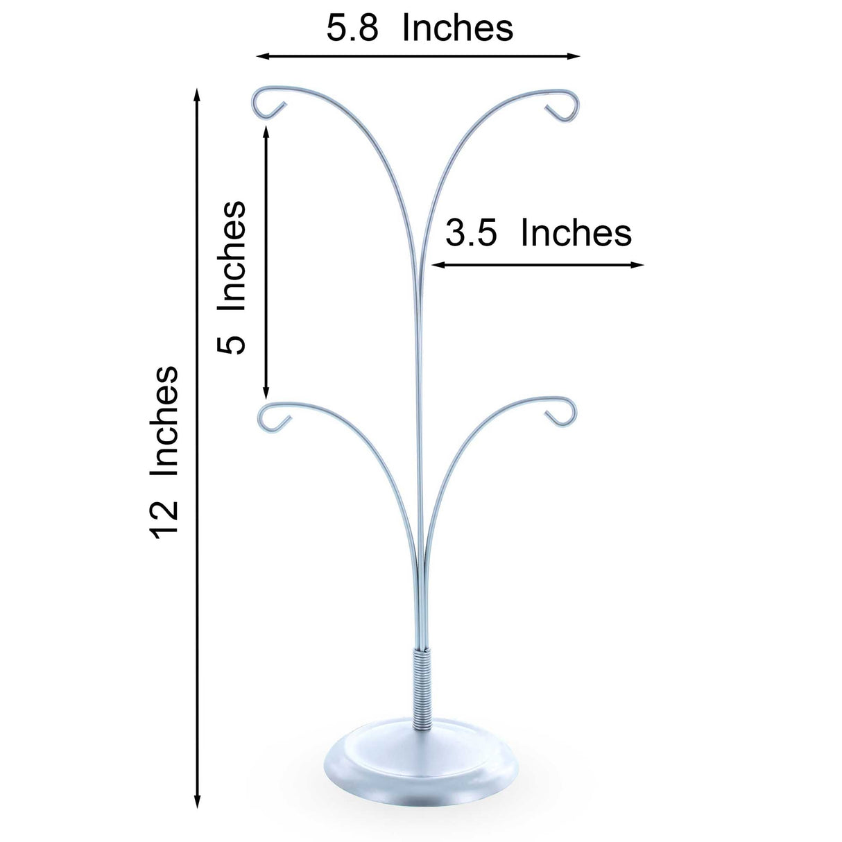 4-Arm Tree Branch Silver Metal Ornament Display Stand 12 Inches (Poland)