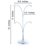 4-Arm Tree Branch Silver Metal Ornament Display Stand 12 Inches (Poland)
