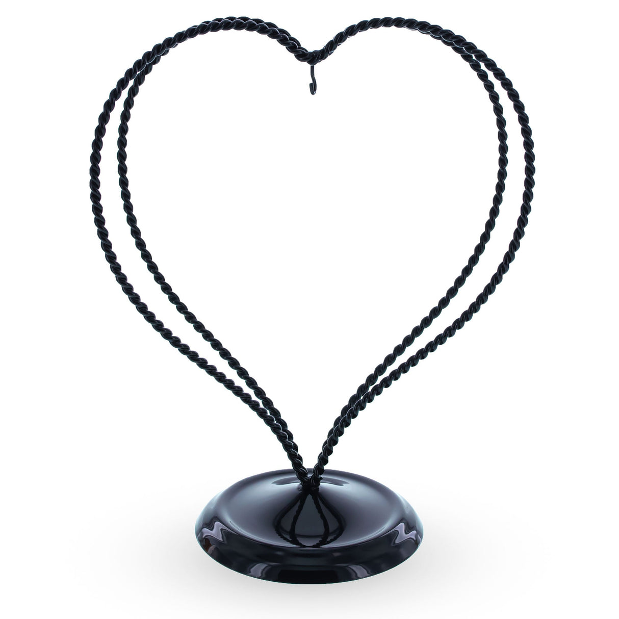 Double Wire Heart Twisted Black Paint Metal Ornament Display Stand 7.8 Inches (Poland)