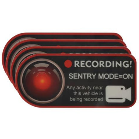 Anti-Theft Warning Sentry Mode Clings (4pcs) for Tesla